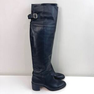 Zara Basics Collection Black Leather Knee High Boots Size 39